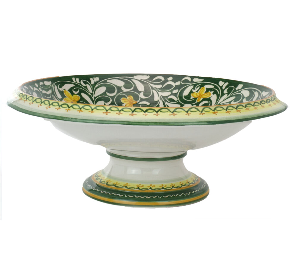 Alzata liscia in ceramica di Castelli decoro Ornato Verde