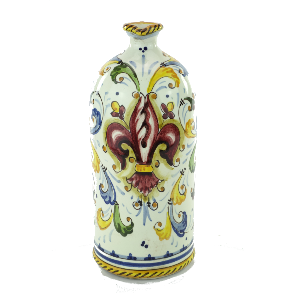 Bottiglia stilizzata in maiolica Toscana
