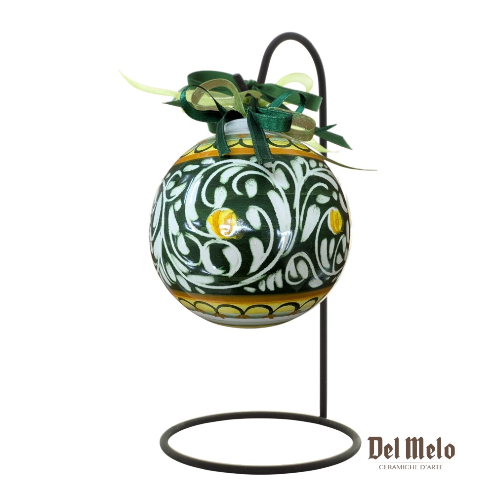 pallina-natale-ceramica-castelli-decorazione-albero-di-natale-626 Pallina di Natale in Ceramica di Castelli decoro Ornato Verde