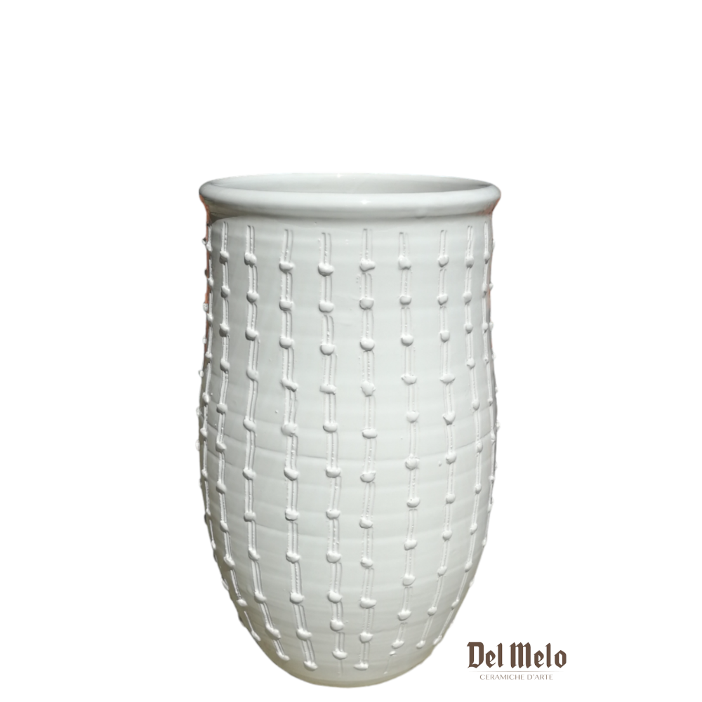 Portaombrelli Vaso in Maiolica Toscana linea Cactus Bianco.