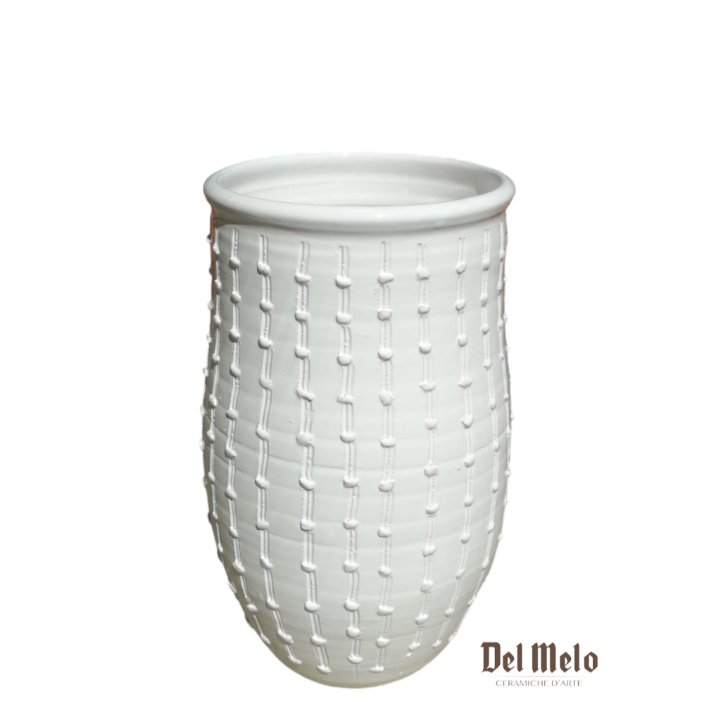 Portaombrelli Vaso in Maiolica Toscana linea Cactus Bianco.