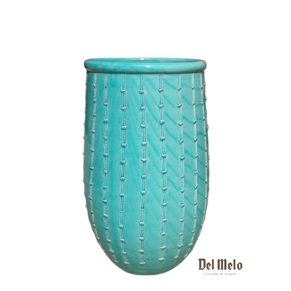 Portaombrelli Vaso in Maiolica Toscana linea Cactus Turchese