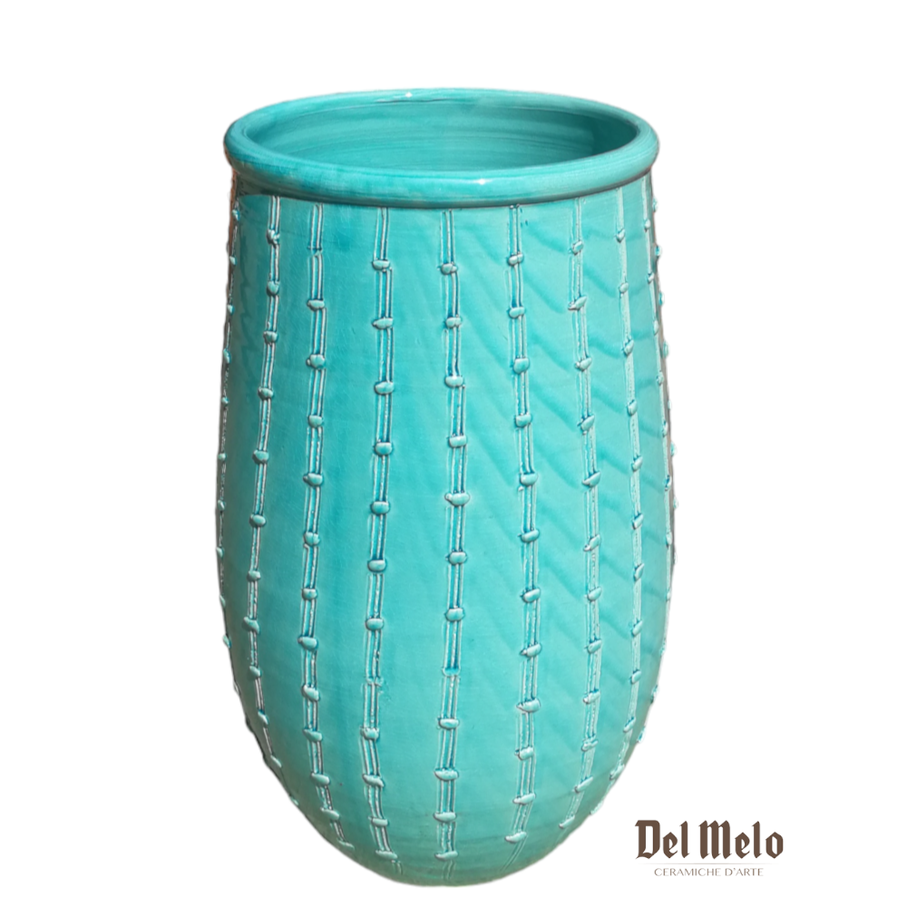 Portaombrelli Vaso in Maiolica Toscana linea Cactus Turchese
