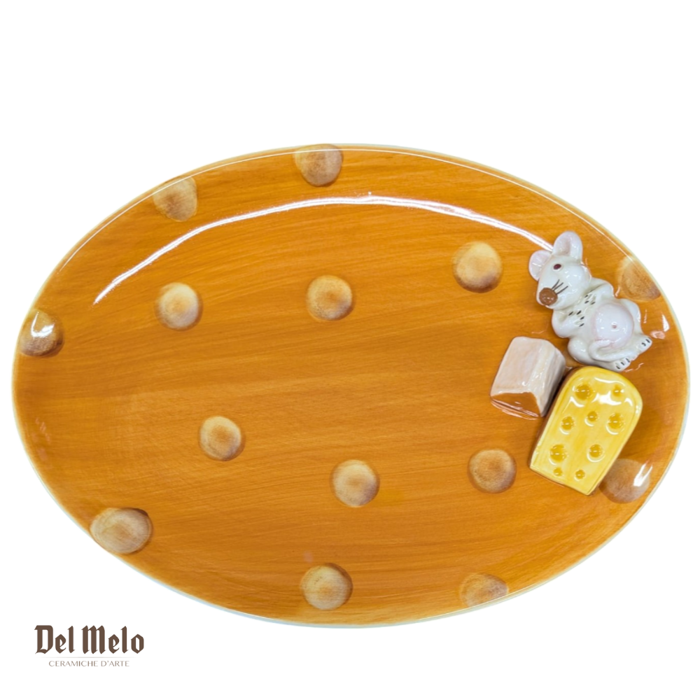 Piatto da portata ovale piccolo linea formaggio con topolini