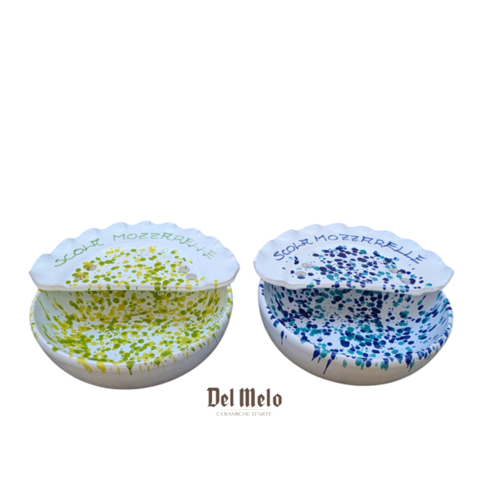 Scola mozzarelle in ceramica disegno schizzato bicolore